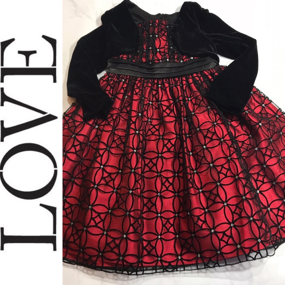 Love Brand Holiday Dress w Lace Skirt & Velvet Top